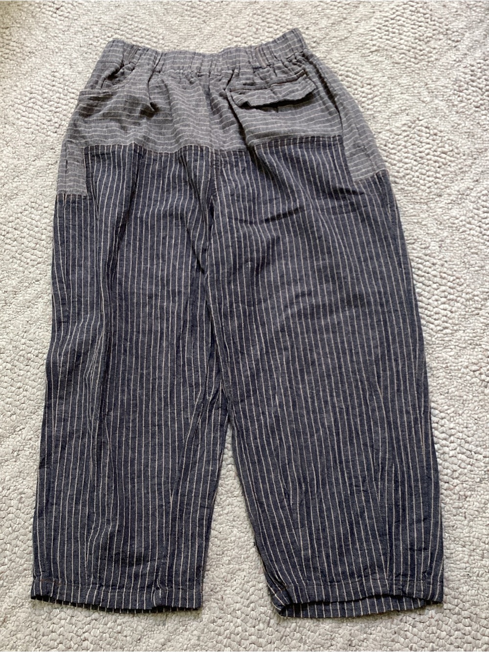 Bella Blue cropped linen trousers Quiet luxury Timeless Boho chic Size L